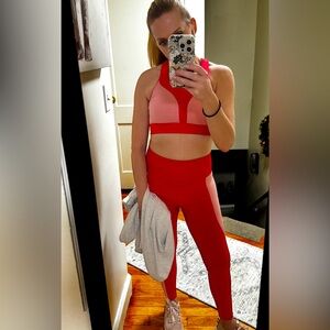 Fabletics ribbed set yoga leggings and sport bra.